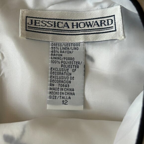 NWT Jessica Howard Linen Blend Size 12 Embroidered Floral Sheath Dress Lined - Picture 6 of 9